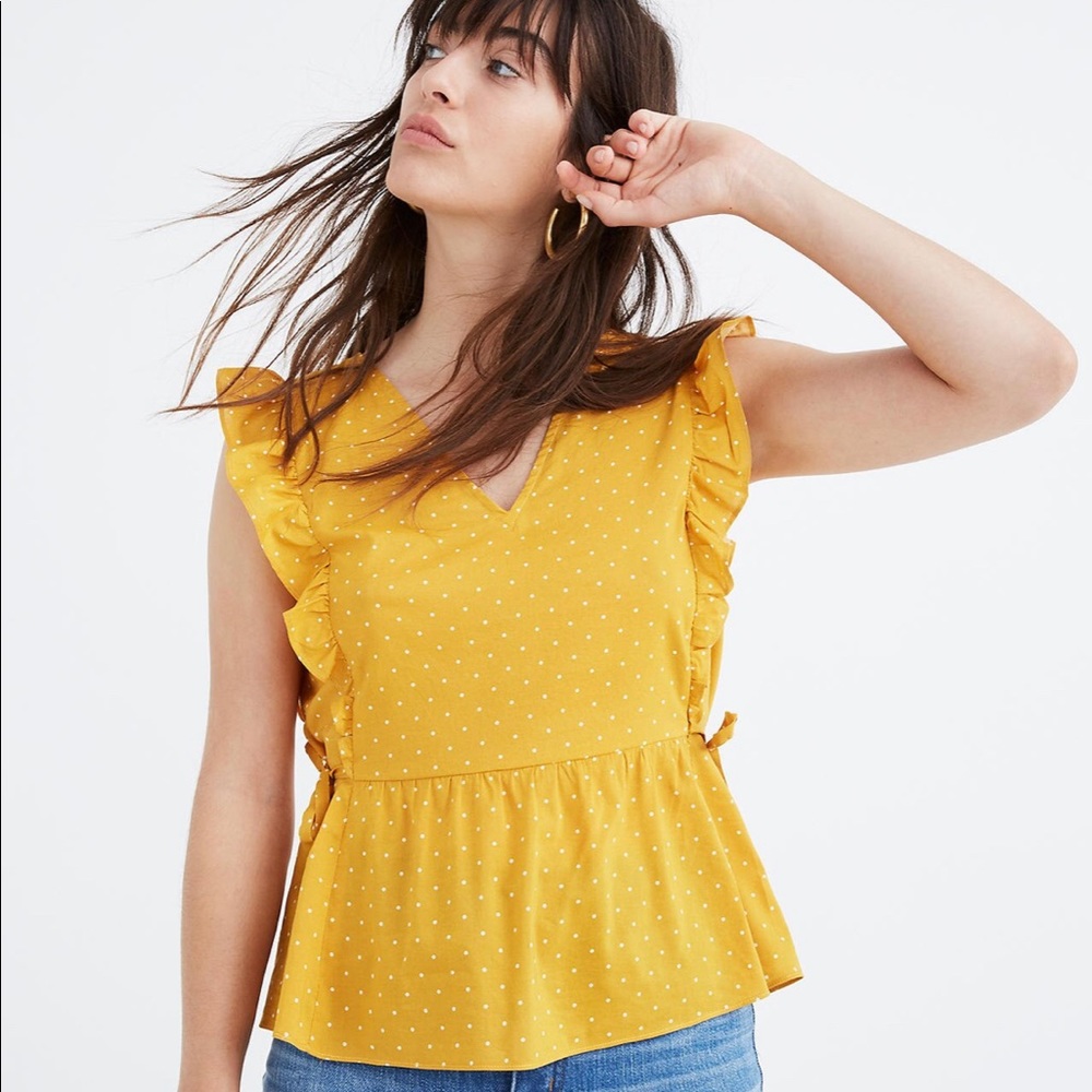 NWT Madewell Side-Tie Ruffle Peplum Top